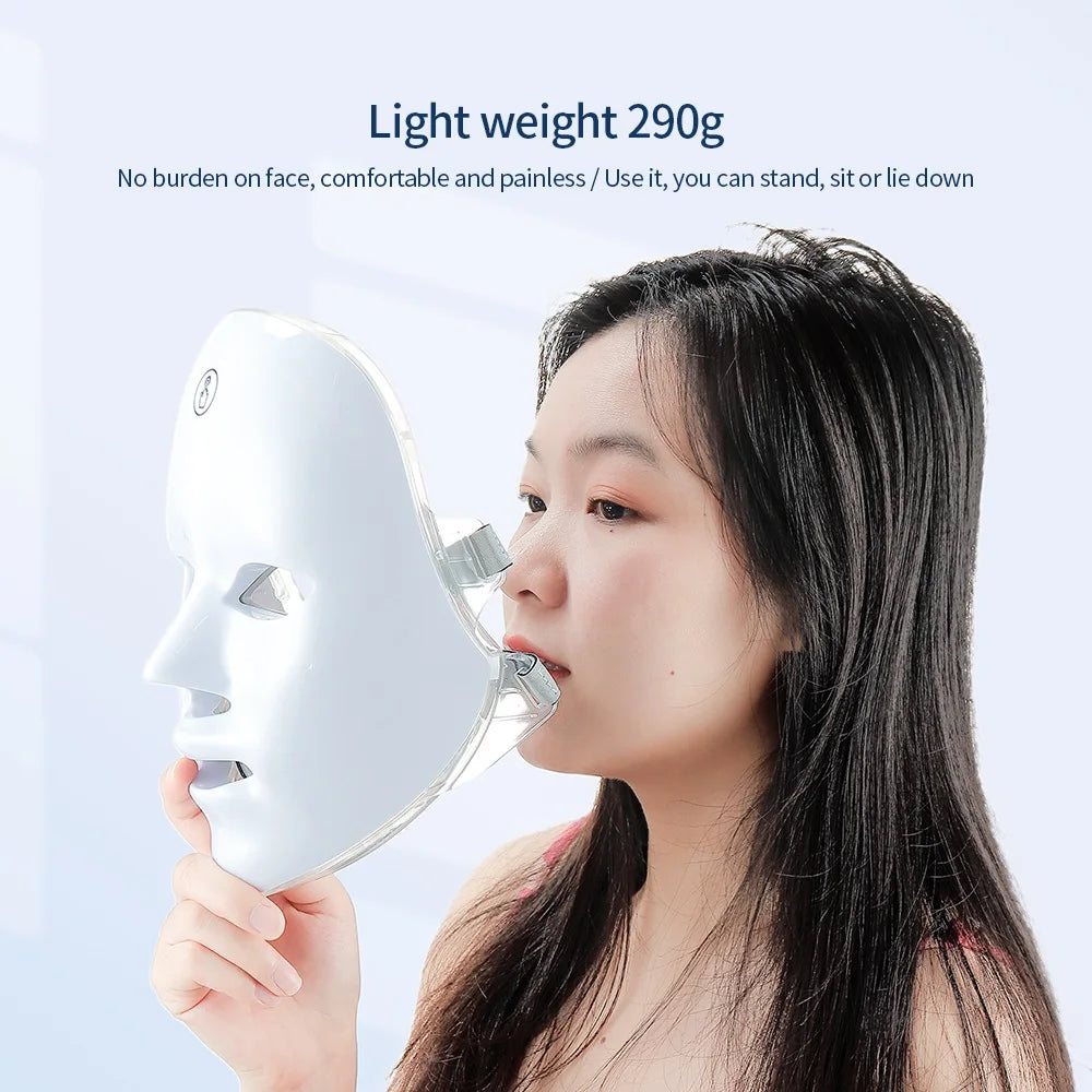 7-Color LED Light Therapy Mask: Rechargeable Photon Skincare Device for Home Use