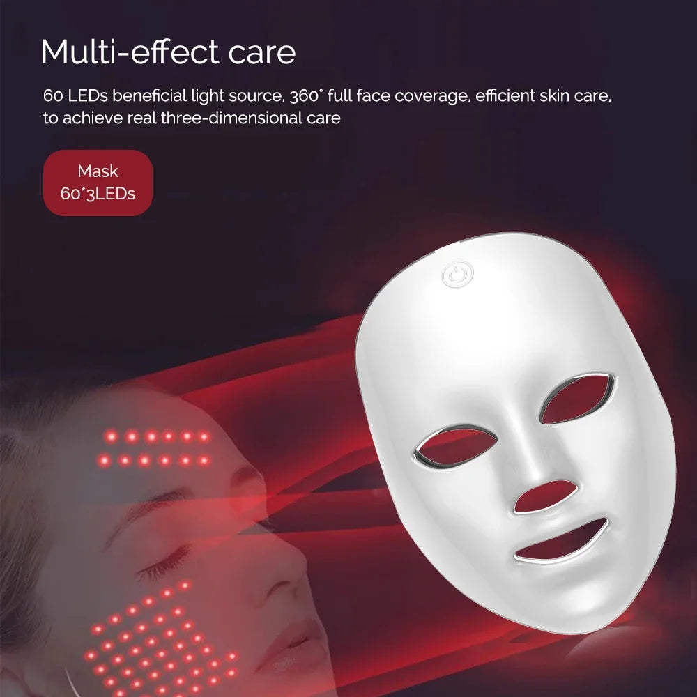 7-Color LED Light Therapy Mask: Rechargeable Photon Skincare Device for Home Use