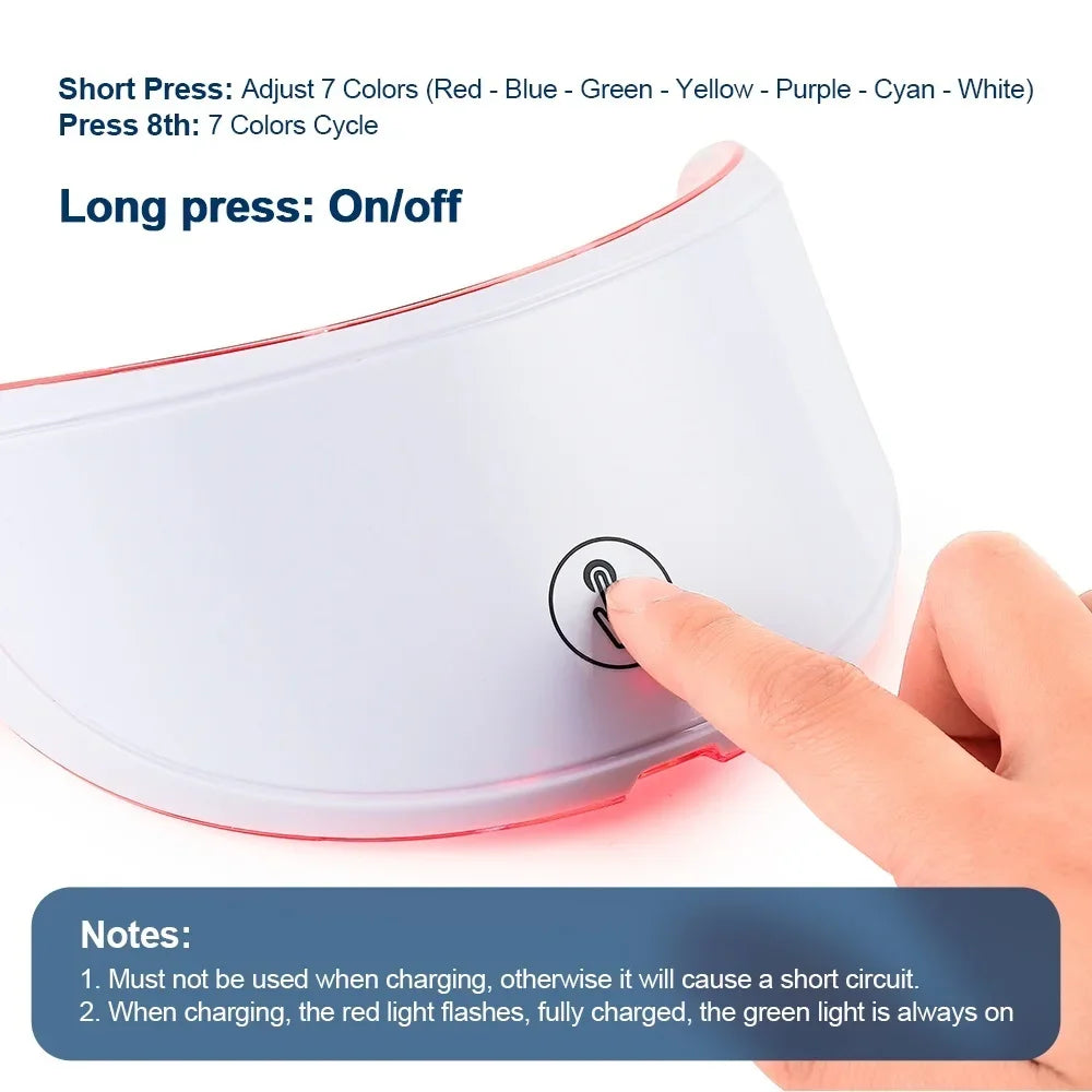 7-Color LED Light Therapy Mask: Rechargeable Photon Skincare Device for Home Use