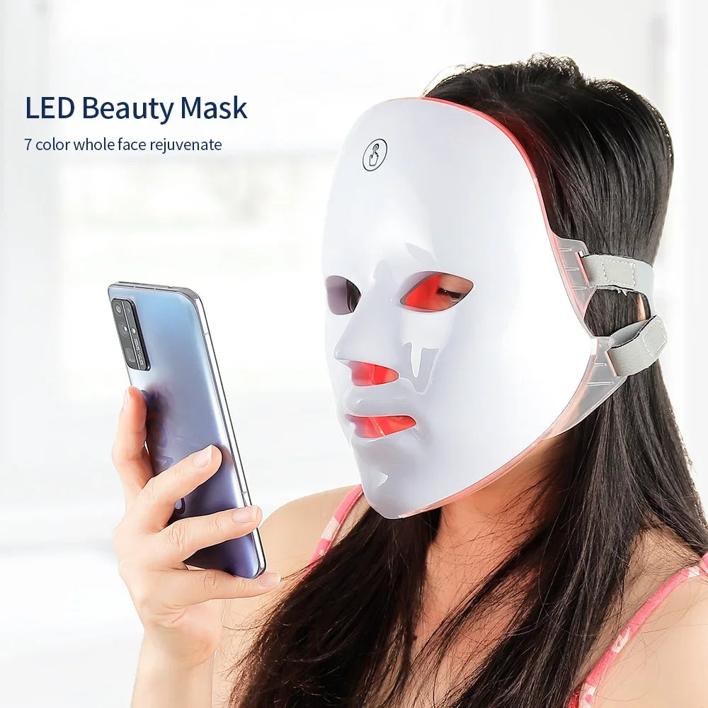 7-Color LED Light Therapy Mask: Rechargeable Photon Skincare Device for Home Use