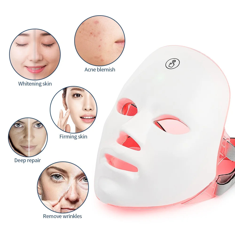 7-Color LED Light Therapy Mask: Rechargeable Photon Skincare Device for Home Use