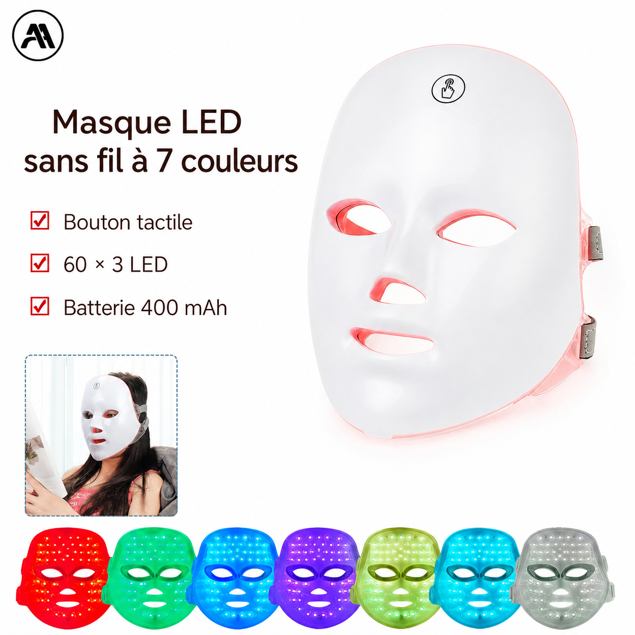 7-Color LED Light Therapy Mask: Rechargeable Photon Skincare Device for Home Use